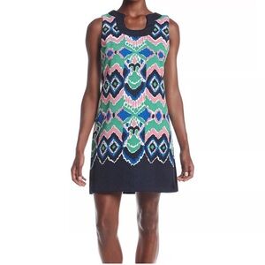 Gabby & Skye Navy and Multicolor Geometric Dress